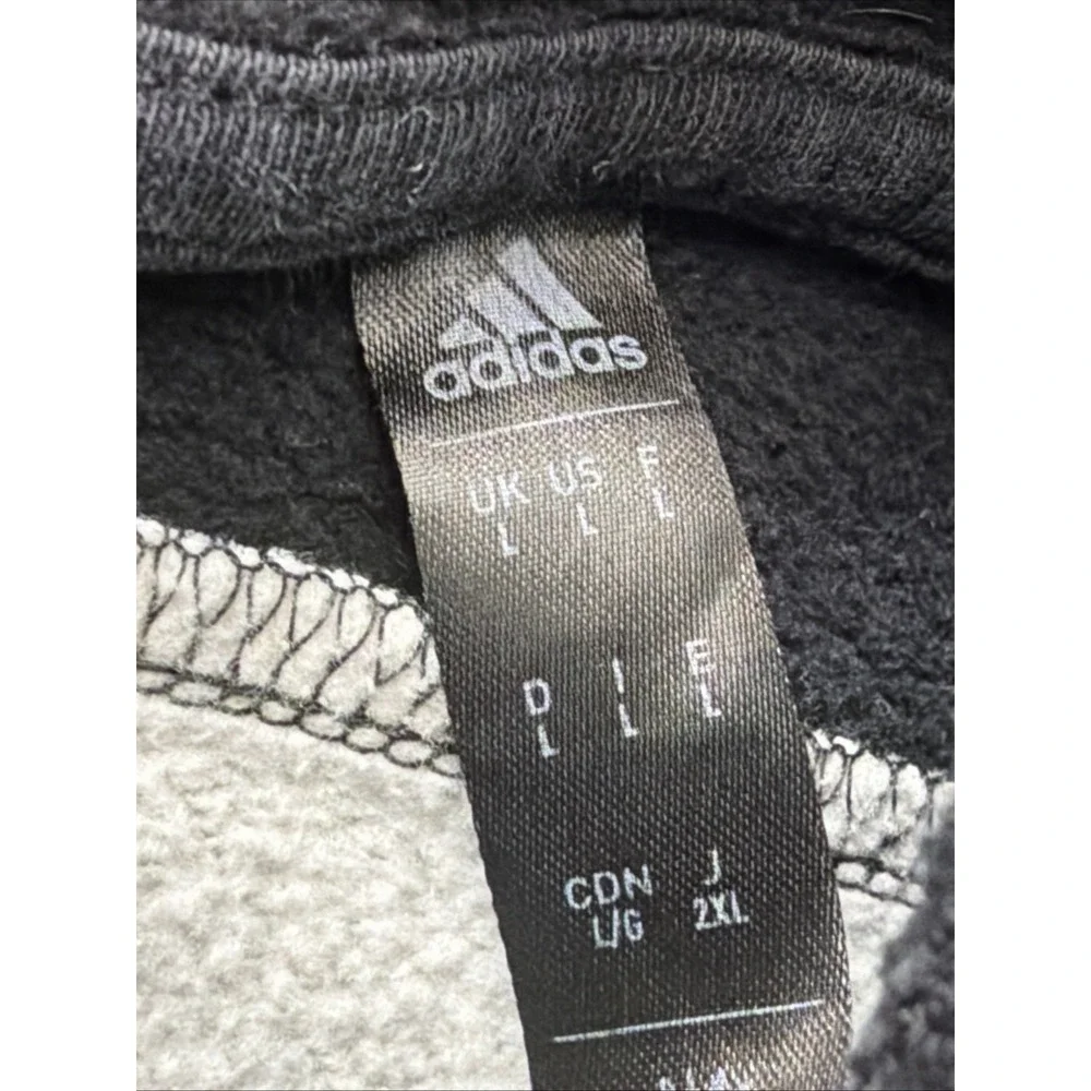 Adidas Mens All Over Logo Print Hoodie Black White Distressed Graphic Sweatshirt